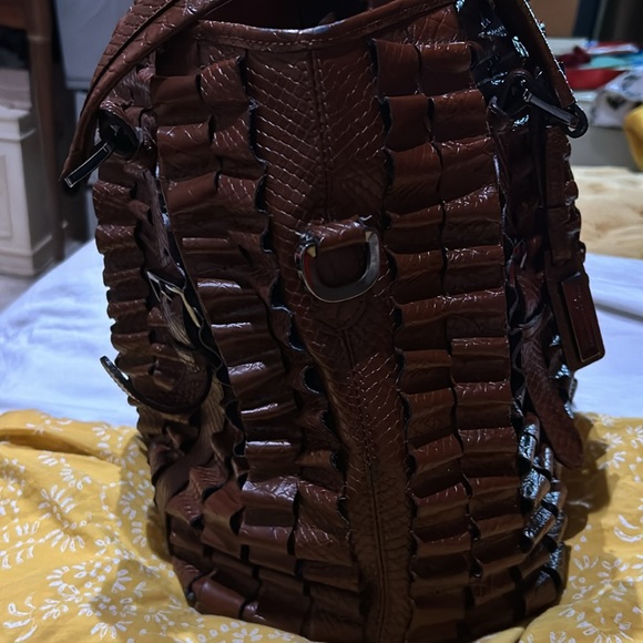 Burberry Brown Ruffled Crocodile Lowry Hobo - Picture 3 of 9